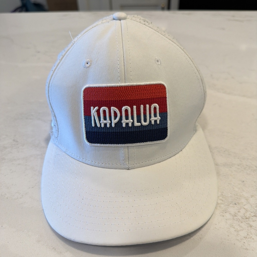 Kapalua Patch Snapback Hat White One Size Adjustable Laser Cut Pukka